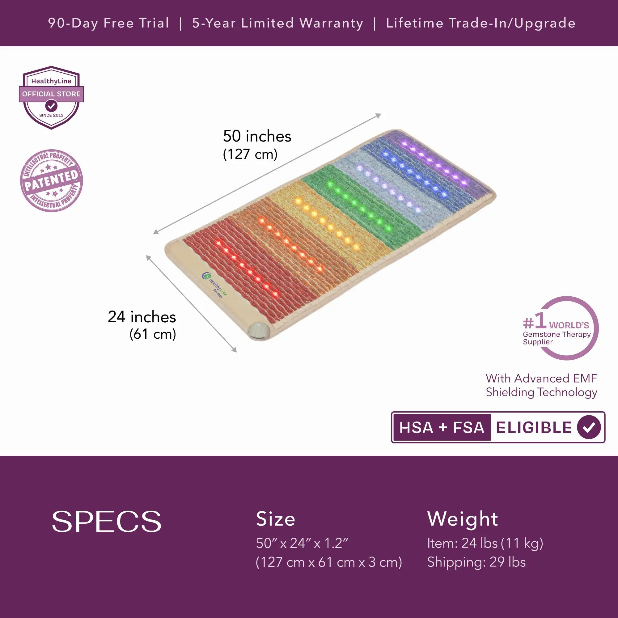 HealthyLine Rainbow Chakra Series PEMF Far Infrared Heating Mat